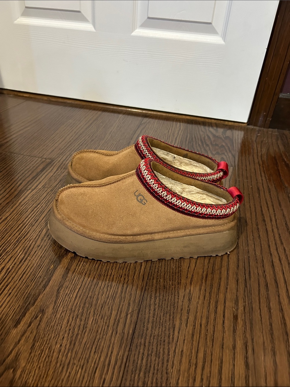 UGG Chestnut Suede Taz 11 platform braided chestnut slipper shoes sz 7